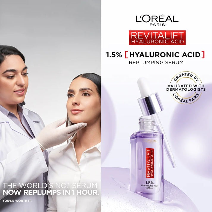 L’Oreal Serum with 1.5 % Hyaluronic Acid (15ml) for all Skin types