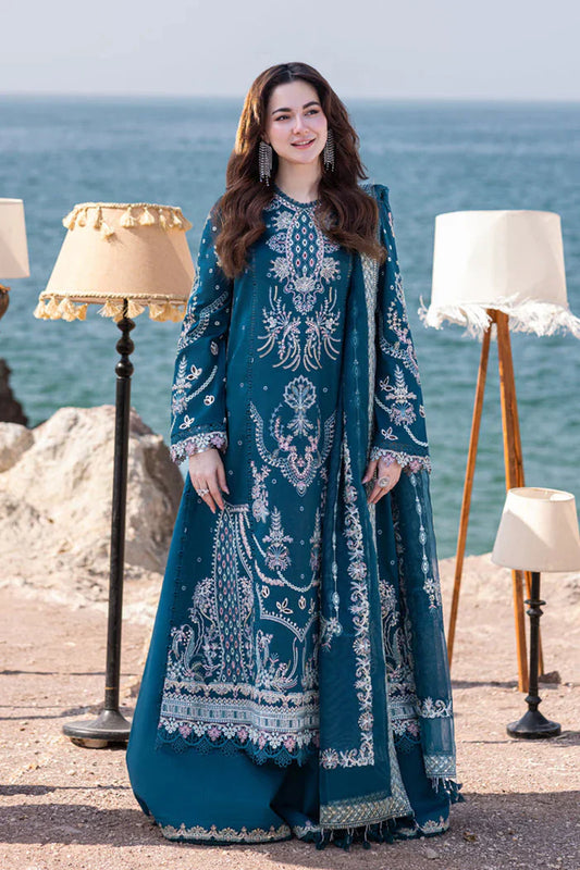 Qalamkar Luxury Embroidered Lawn 3pc with Embroidered Cotton Silk Dupatta - ABS 087