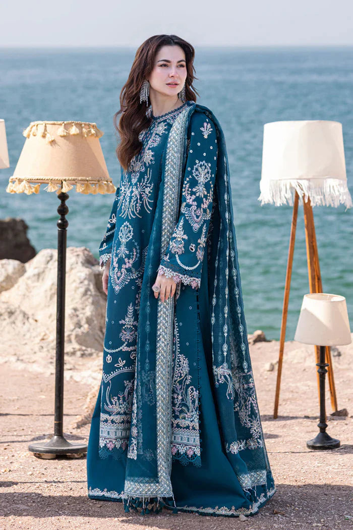 Qalamkar Luxury Embroidered Lawn 3pc with Embroidered Cotton Silk Dupatta - ABS 087