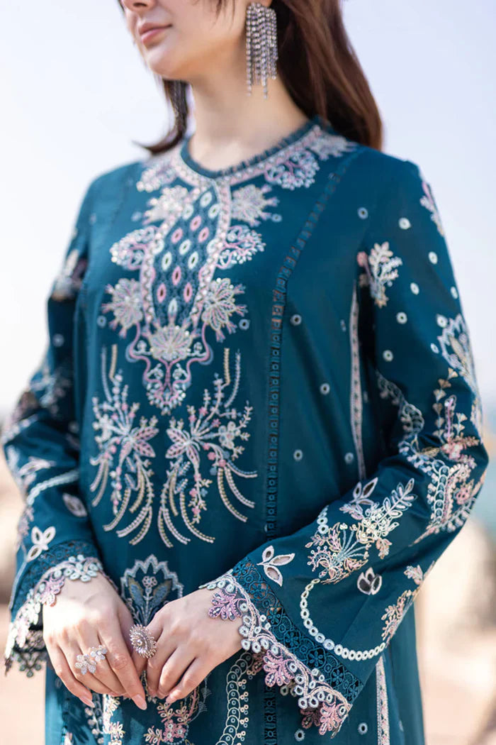 Qalamkar Luxury Embroidered Lawn 3pc with Embroidered Cotton Silk Dupatta - ABS 087