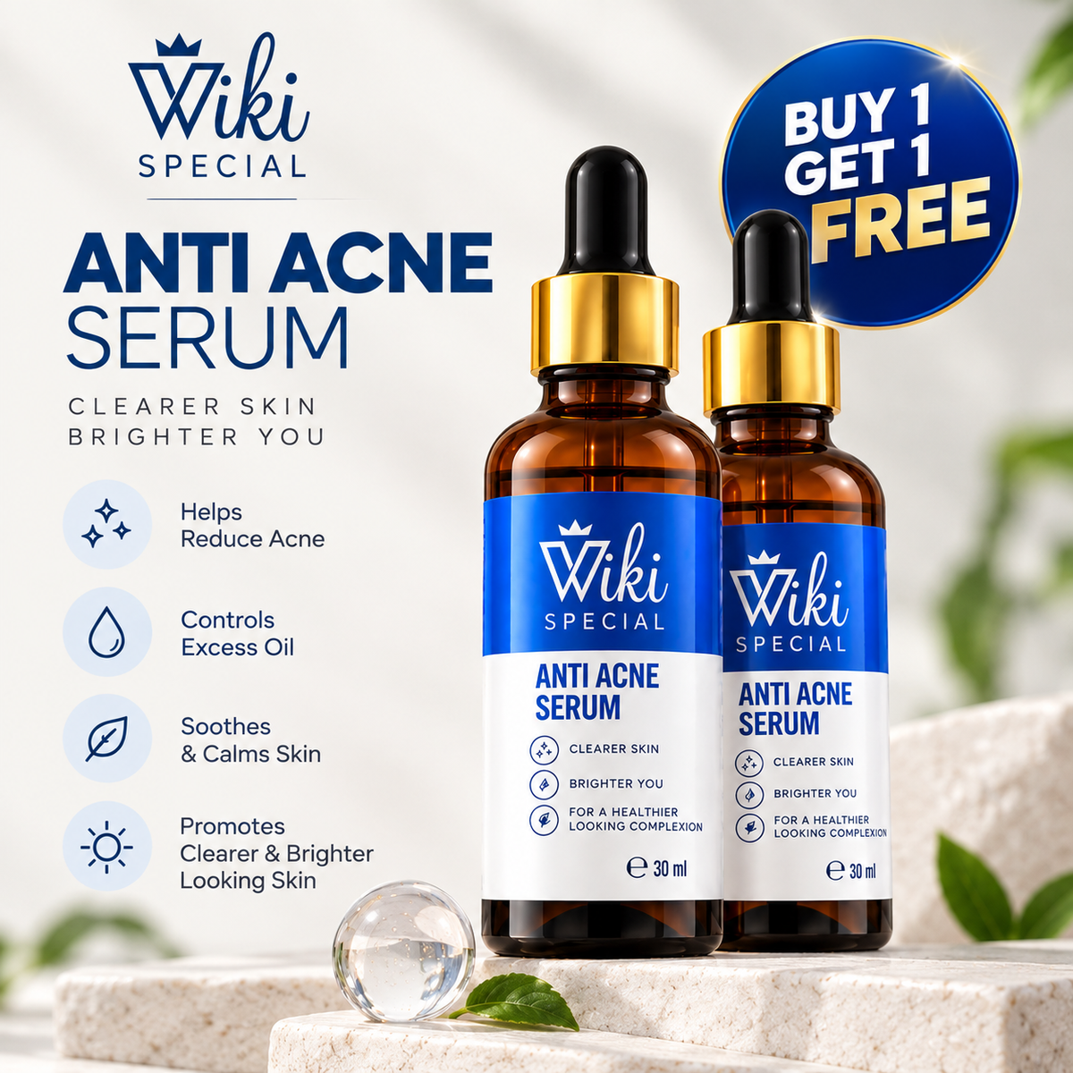 Wiki Special Anti Acne Serum- 30 ml  | Buy 1 Get 1 Free