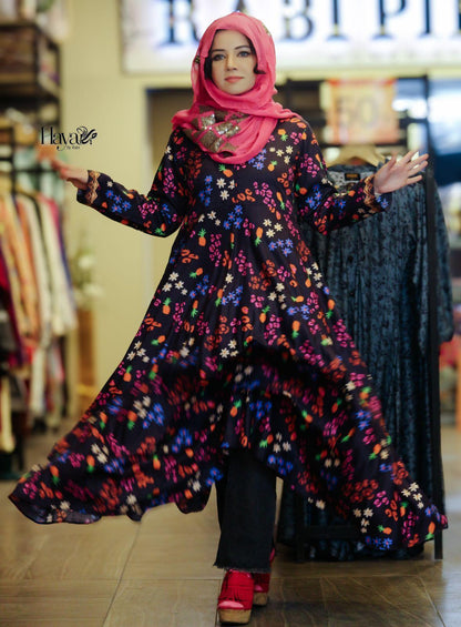 Black Dhanak Frock (1 Pc)