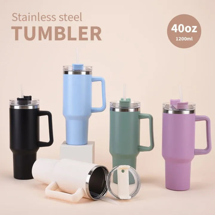 Stainless Steel Insulated Tumbler – Hot & Cold Temperature Retention | Travel Mug with Lid & Straw