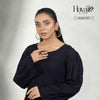 Long Self Embroidered Black Frock