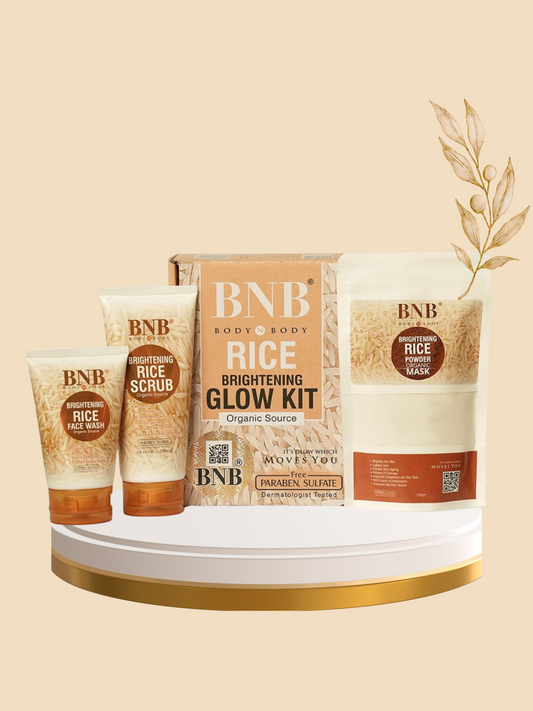 BNB 3 in 1 Rice Extract Kit (Face Wash + Scrub + Mask)