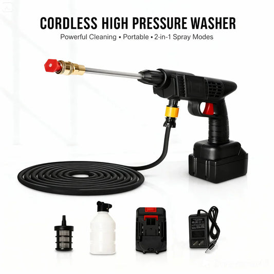 48V Wireless High Pressure Washer Gun – Rechargeable Cordless Car Wash Spray Gun for Cars, Bikes, Solar Panels & Home Cleaning