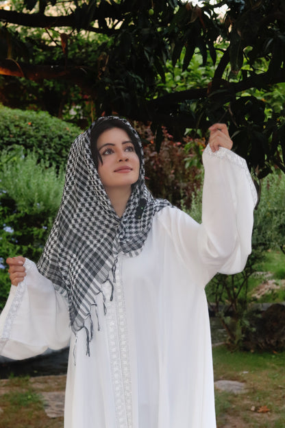 Hooram White Abaya | Elegant Modest Wear for Women | Premium Nida Fabric | Haya by Rabi