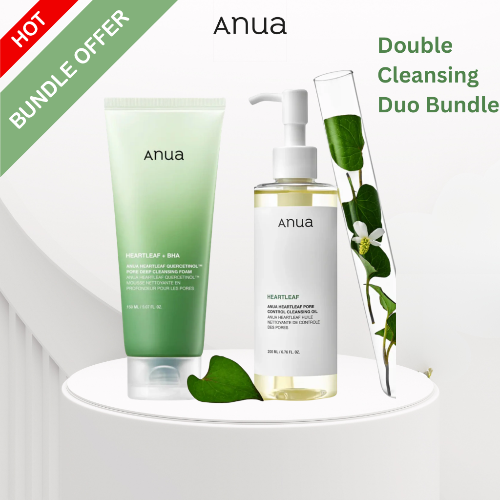 Anua Double Cleansing Duo Bundle (Heartleaf Pore Control Oil + Quercetinol Pore Deep Cleansing Foam)