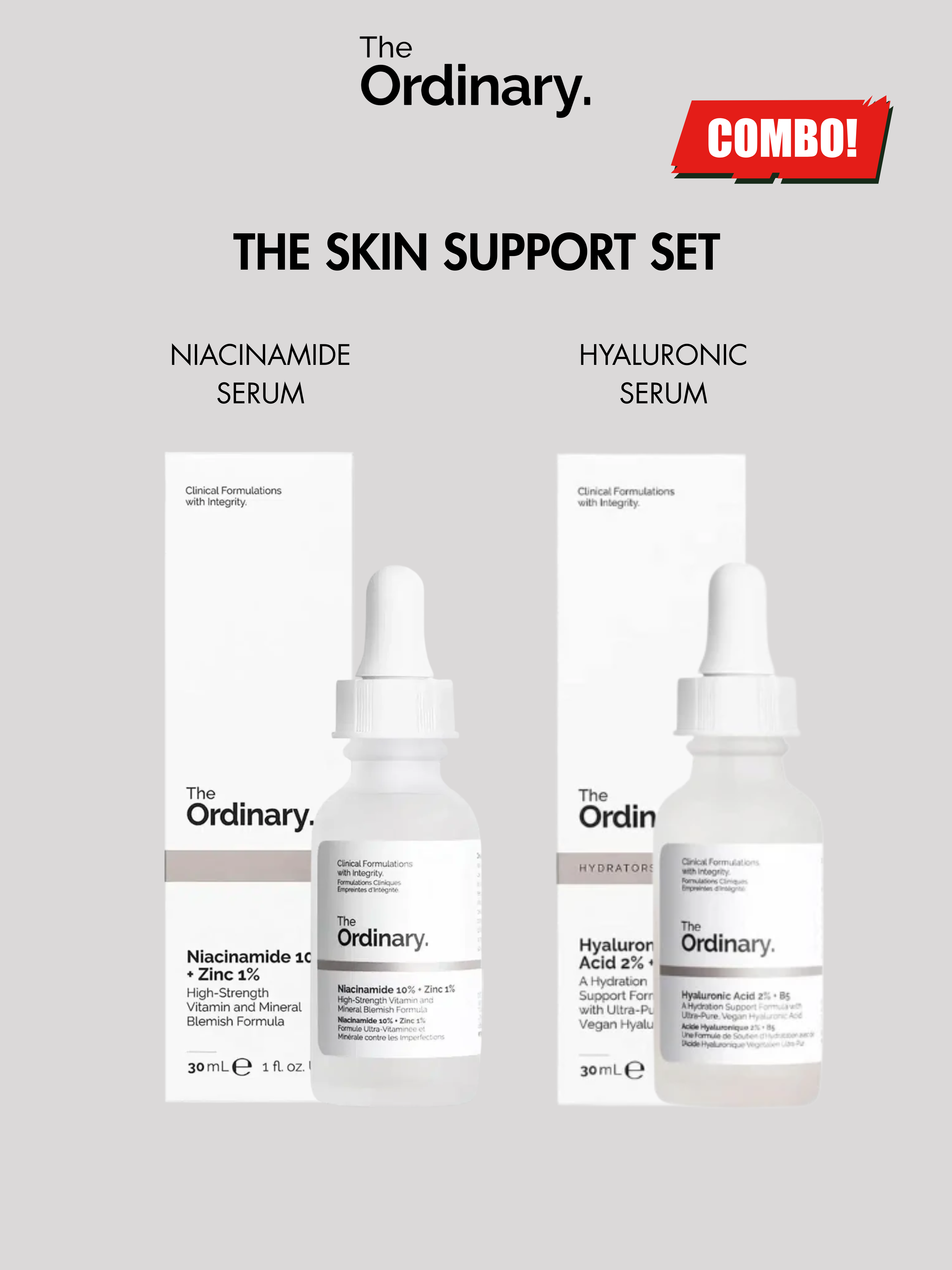 The Skin Support Set (Niacinamide + Hyaluronic Serum)