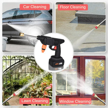 48V Wireless High Pressure Washer Gun – Rechargeable Cordless Car Wash Spray Gun for Cars, Bikes, Solar Panels & Home Cleaning