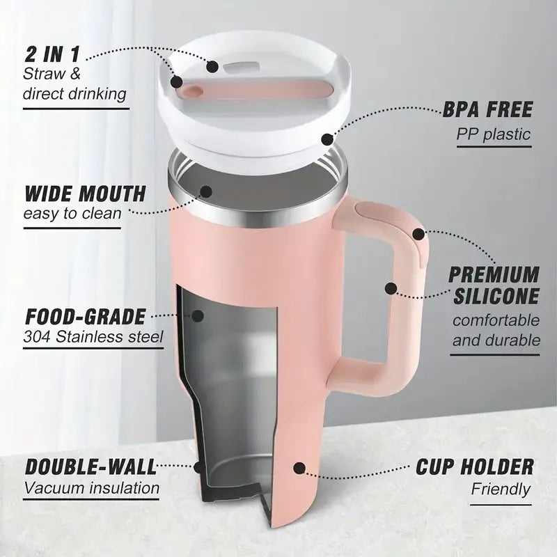 Stainless Steel Insulated Tumbler – Hot & Cold Temperature Retention | Travel Mug with Lid & Straw