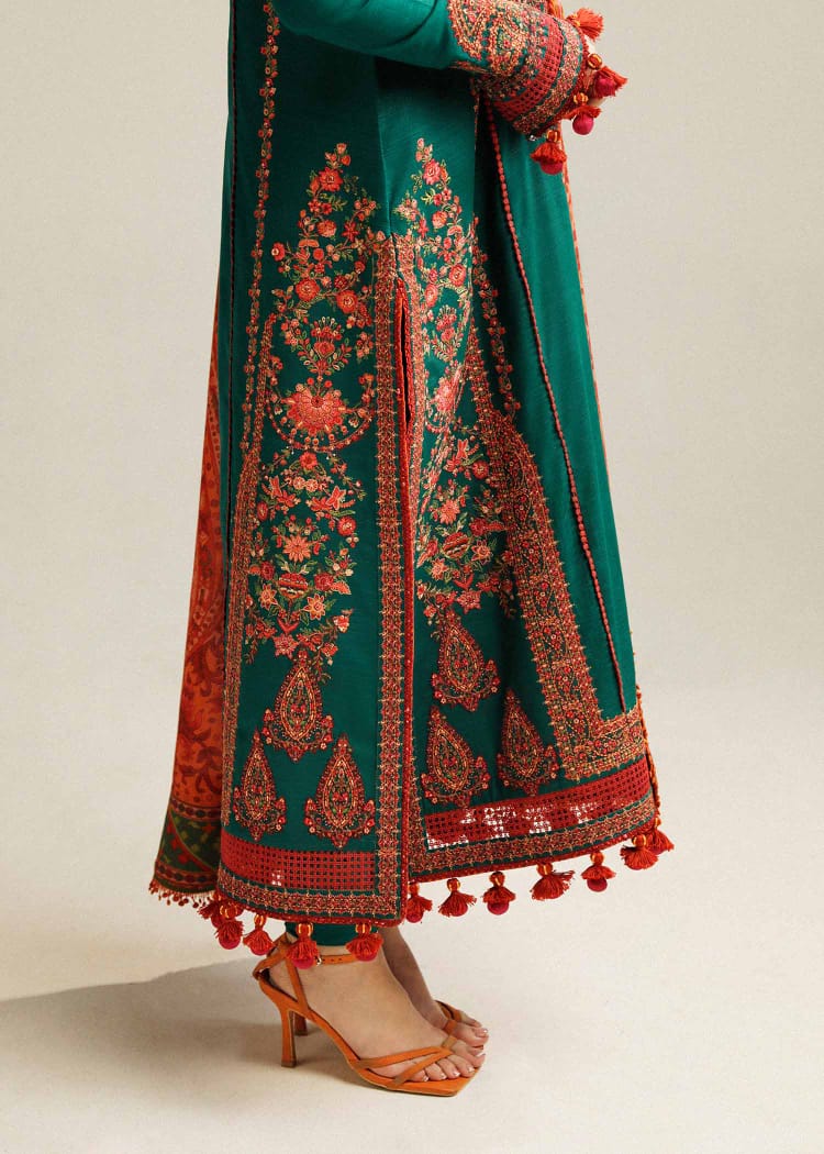 Hussain Rehar - 3PC- Heavy Embroidered Lawn Suit with Digital Printed Jacquard Dupatta - ABS 024