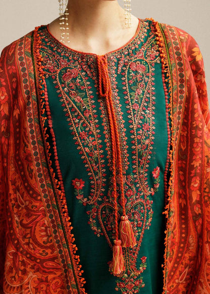 Hussain Rehar - 3PC- Heavy Embroidered Lawn Suit with Digital Printed Jacquard Dupatta - ABS 024