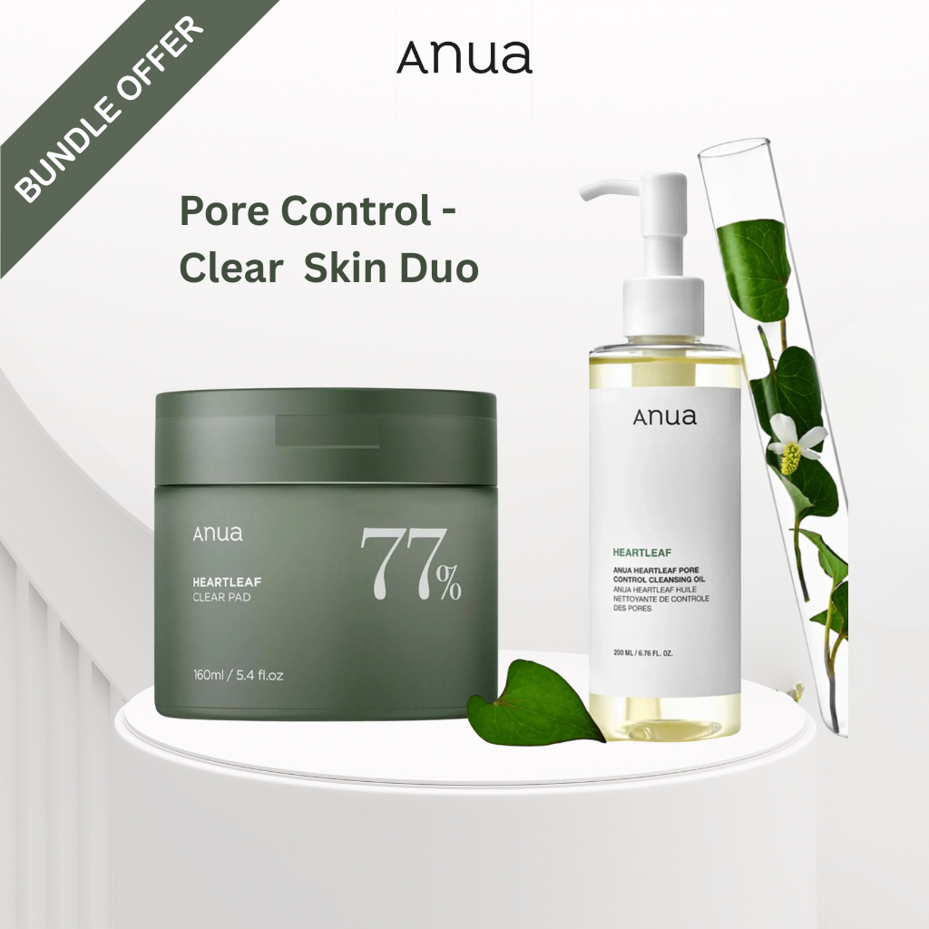 Anua Pore Control & Clear Skin Duo ( Heartleaf Pore Cleansing Oil + Heartleaf 77% Toner Clear Pad)