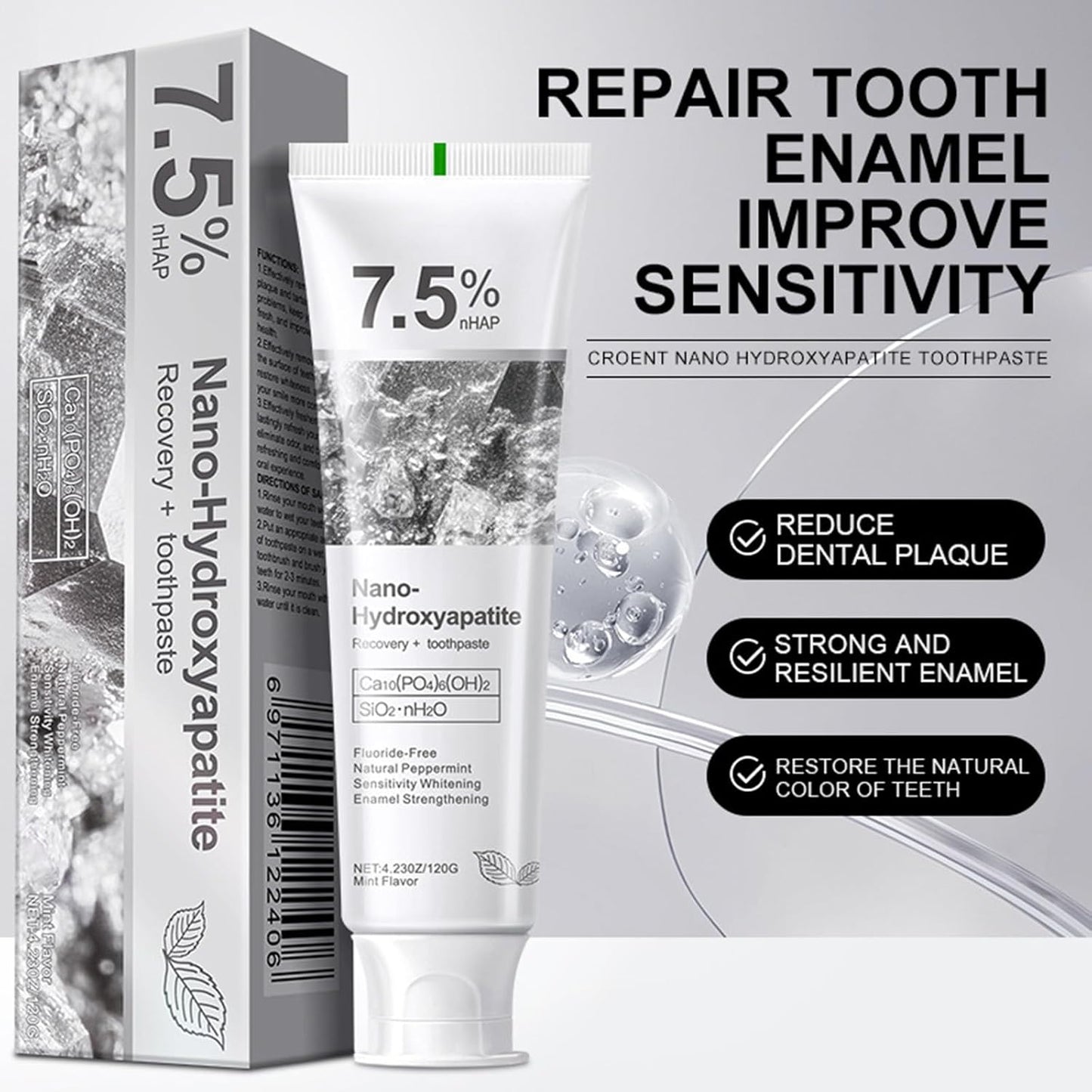 Nano Hydroxyapatite Toothpaste 7.5% – Enamel Repair & Protection