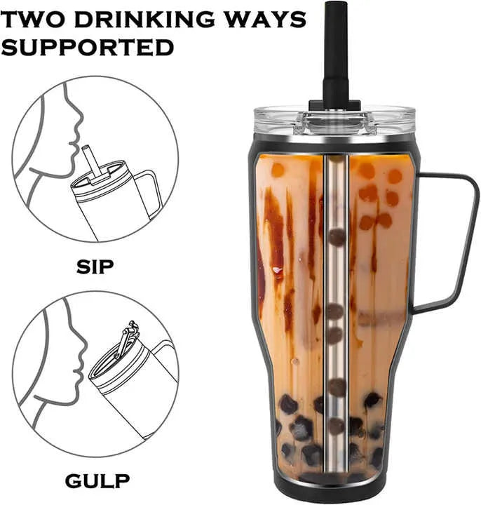 Stainless Steel Insulated Tumbler – Hot & Cold Temperature Retention | Travel Mug with Lid & Straw