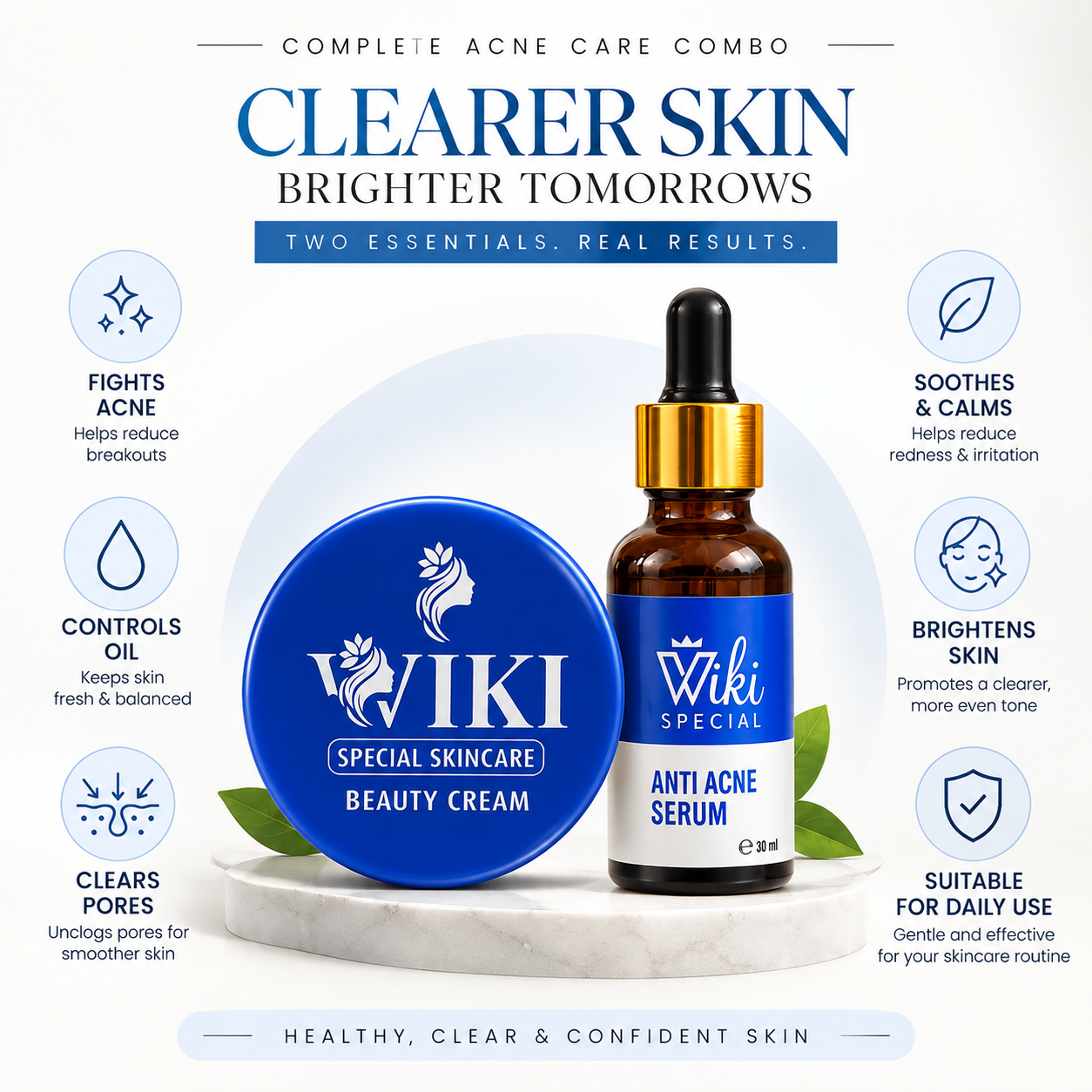 Wiki Clear & Glow Duo | Anti-Acne Serum + Beauty Cream