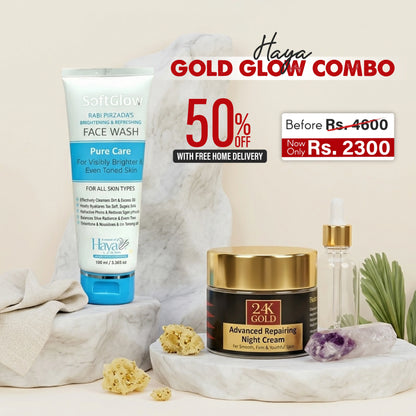 Haya Gold Glow Combo (24K Gold Anti-Aging Cream - SoftGlow Face Wash)