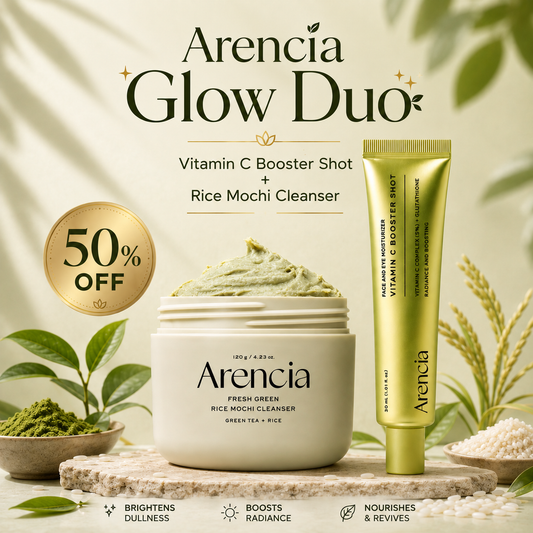 Arencia Glow Duo | Vitamin C Booster Shot + Rice Mochi Cleanser