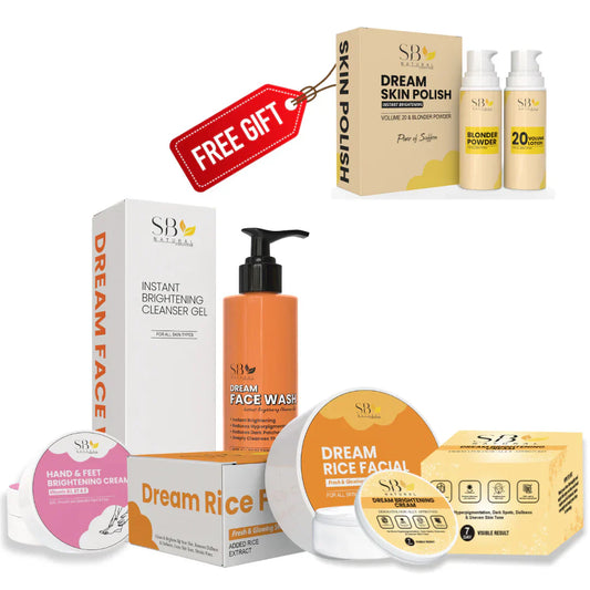 Glow & Go 5 in 1 Bundle | Facewash | Rice Facial | Night Cream | Hand & Foot Cream +  FREE SKIN POLISH