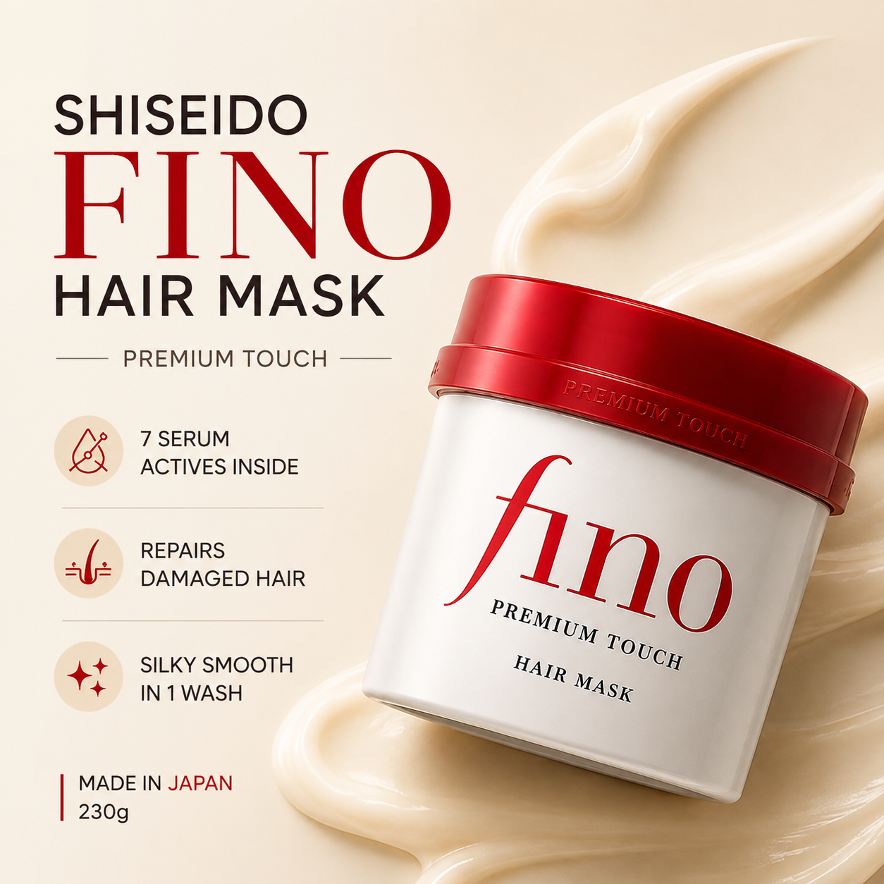 Shiseido Fino Premium Touch Hair Mask 230g | Deep Repair Hair Treatment Made in Japan