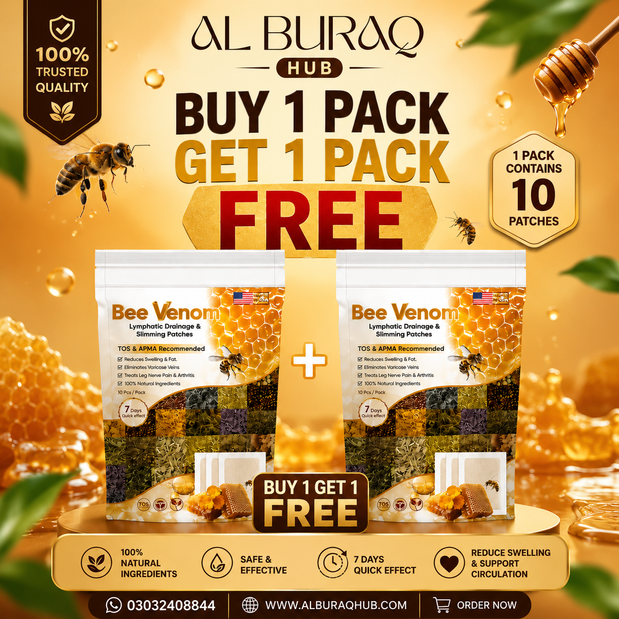 Bee Venom Detox Patches – Pack of 10 | Buy 1 Get 1 Free | Wellness & Body Care Patches