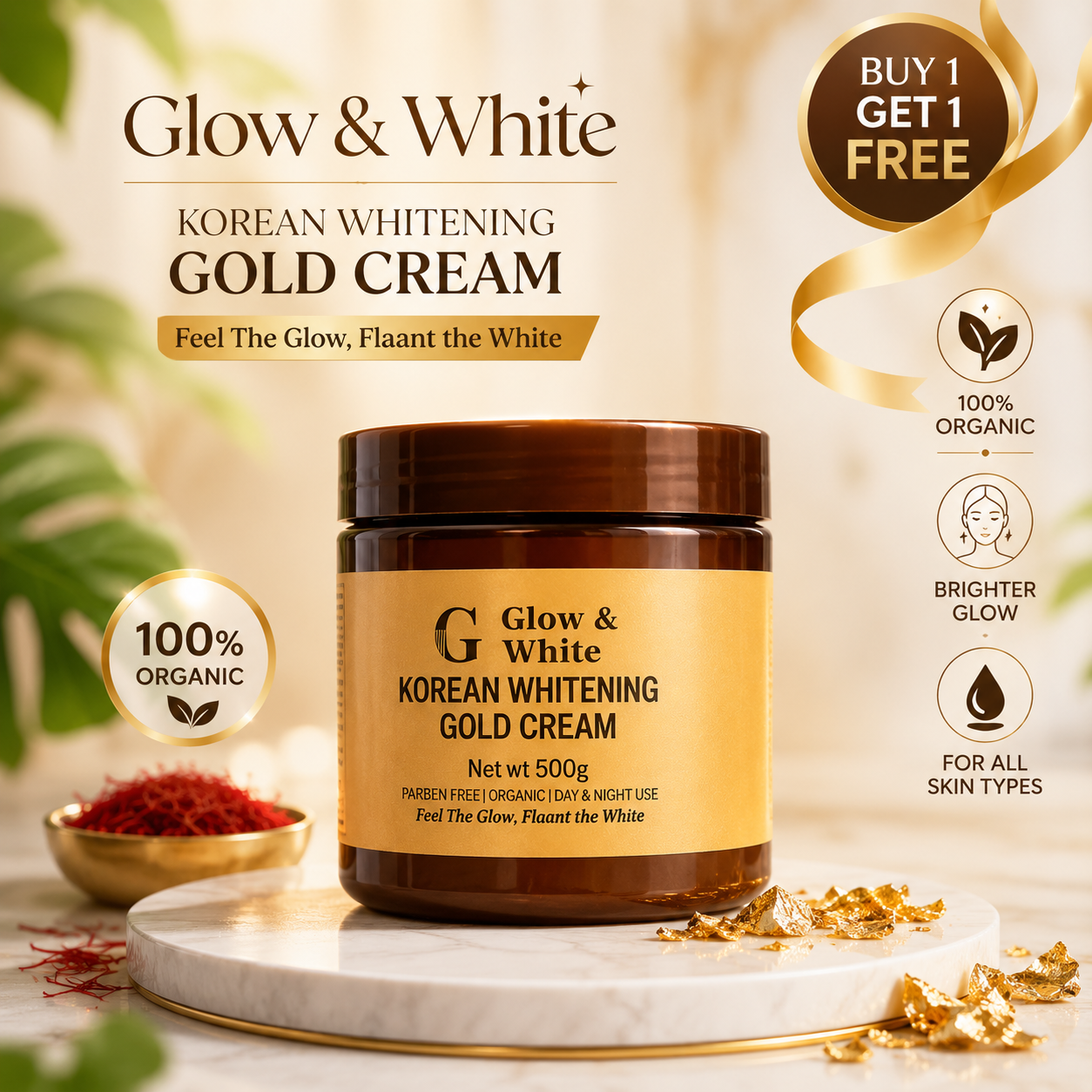 Zafrani Glow Gold Cream | Buy 1 Get 1 FREE | 100% Organic