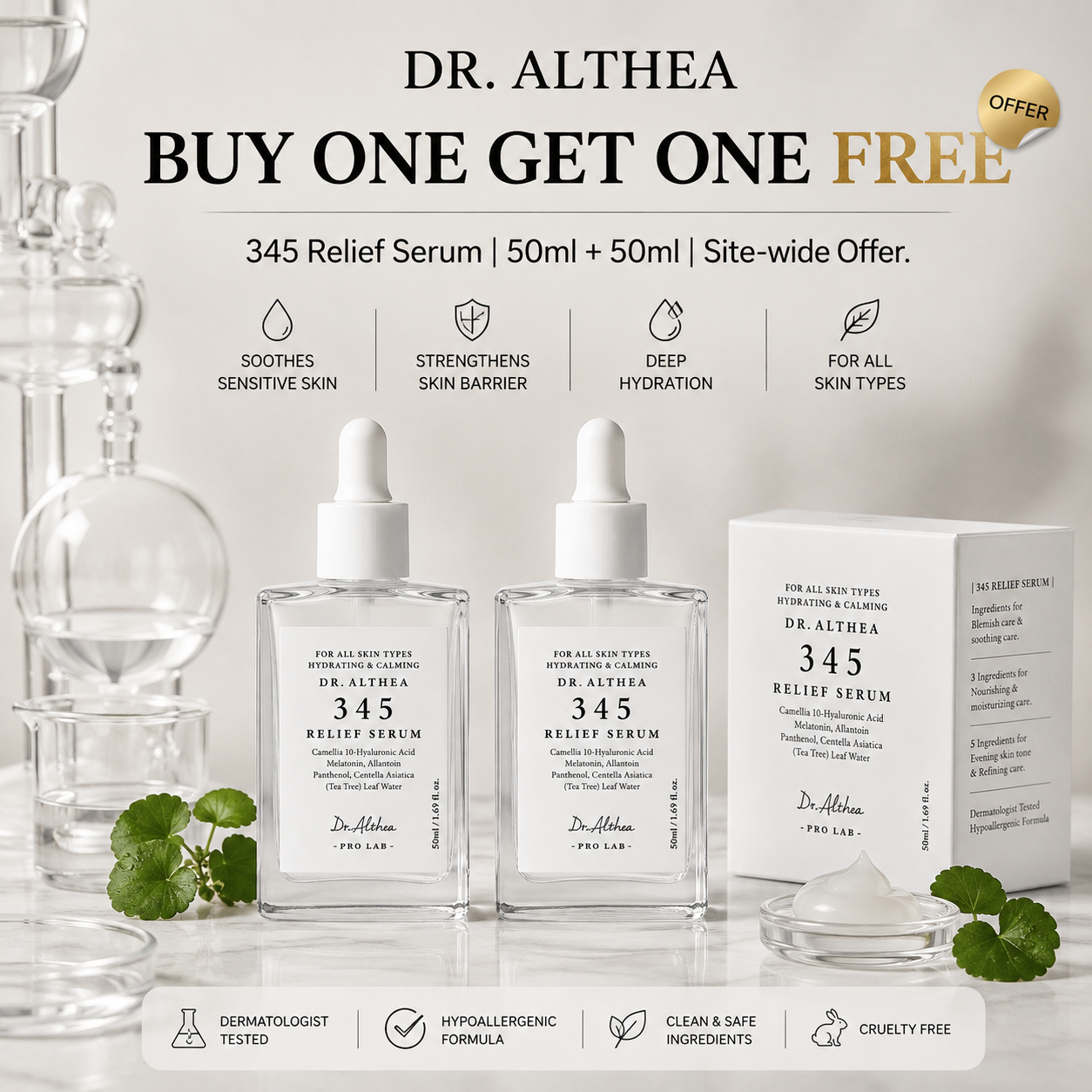 Dr. Althea 345 Relief Serum – Buy 1 Get 1 Free | Soothing & Hydrating Facial Serum