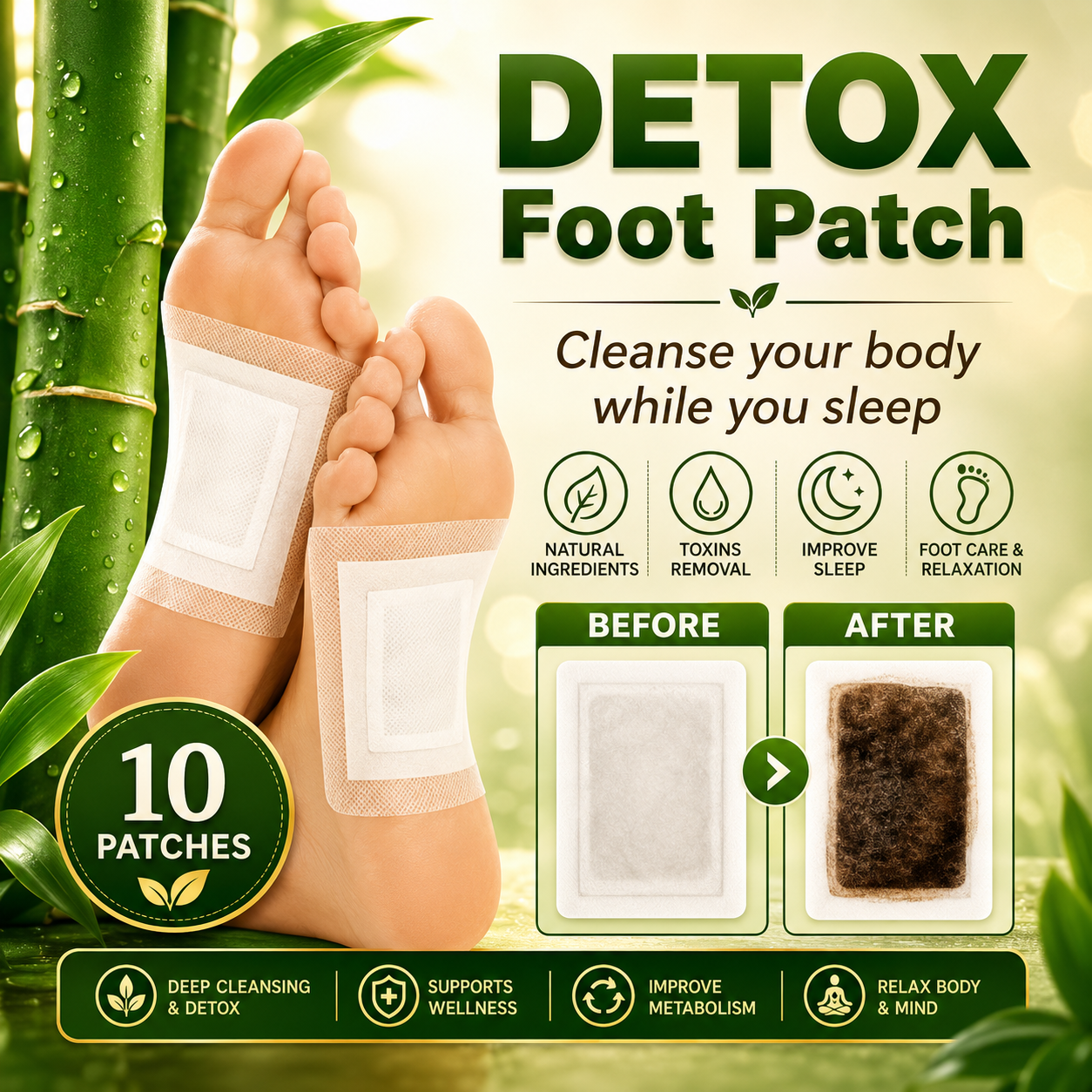 Bee Venom Detox Patches – Pack of 10 | Buy 1 Get 1 Free | Wellness & Body Care Patches