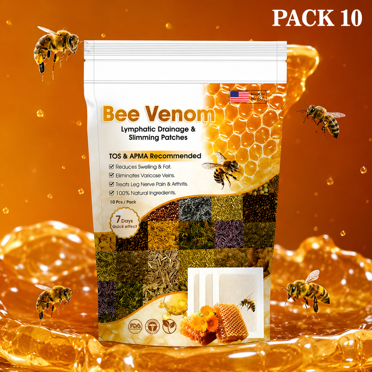 Bee Venom Detox Patches – Pack of 10 | Buy 1 Get 1 Free | Wellness & Body Care Patches