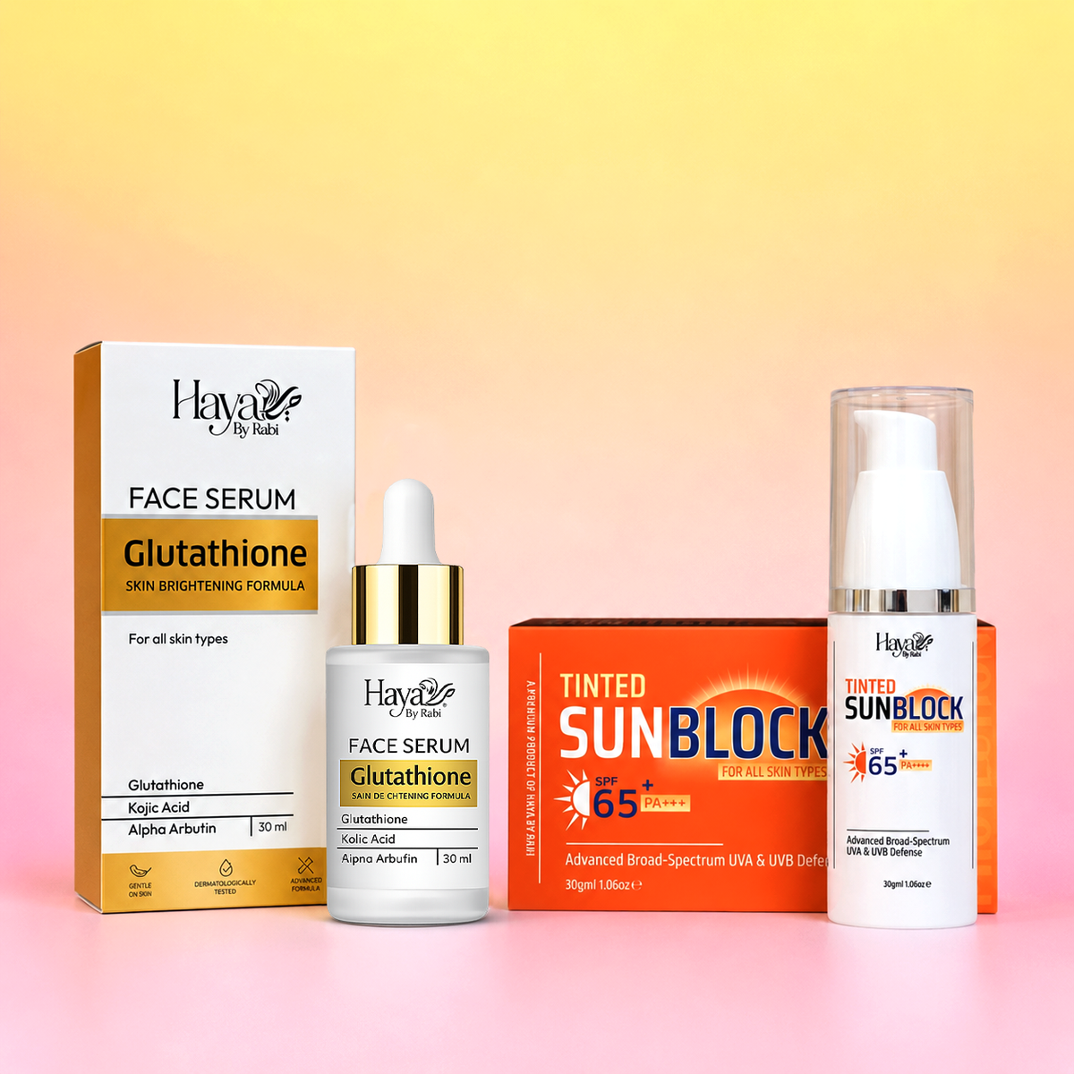 Glutathione Serum + Tinted Sunblock SPF 65