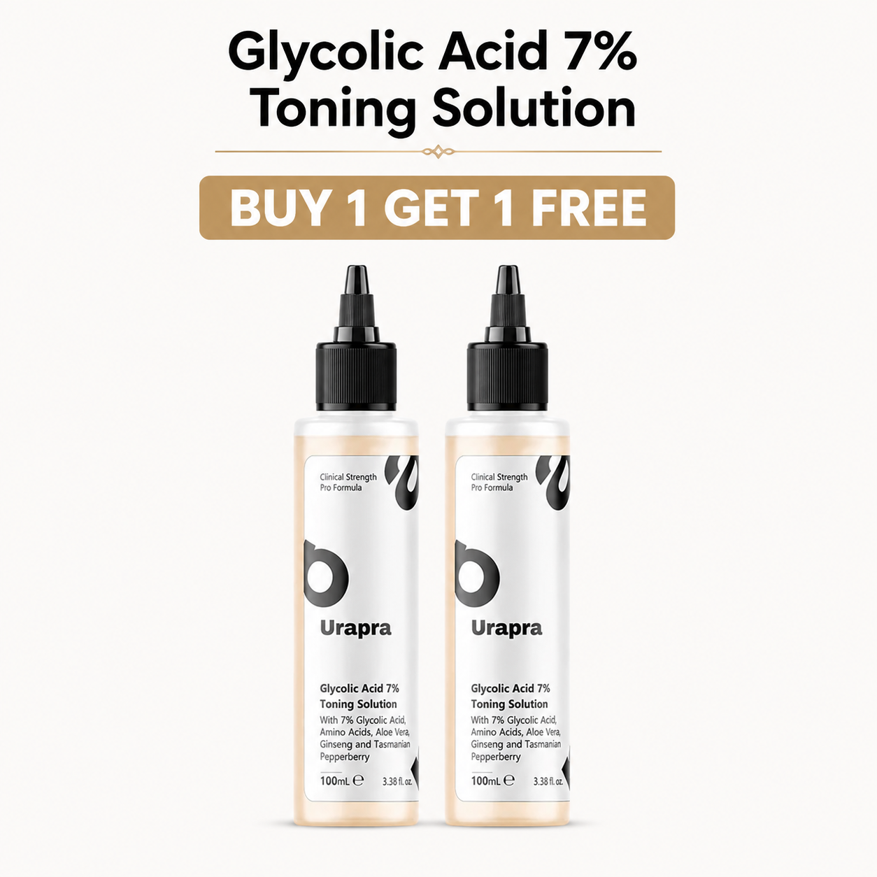 Urapra Glycolic Acid 7% Toning Solution 200ml – Buy 1 Get 1 Free | Brightening & Skin Refining Toner
