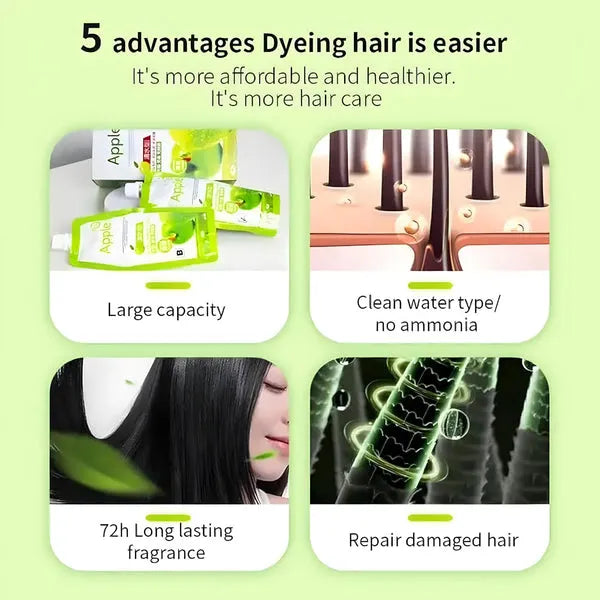 Apple Ammonia-Free Hair Color Cream | Black & Dark Brown | Long-Lasting Hair Colour