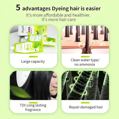 Apple Ammonia-Free Hair Color Cream | Black & Dark Brown | Long-Lasting Hair Colour