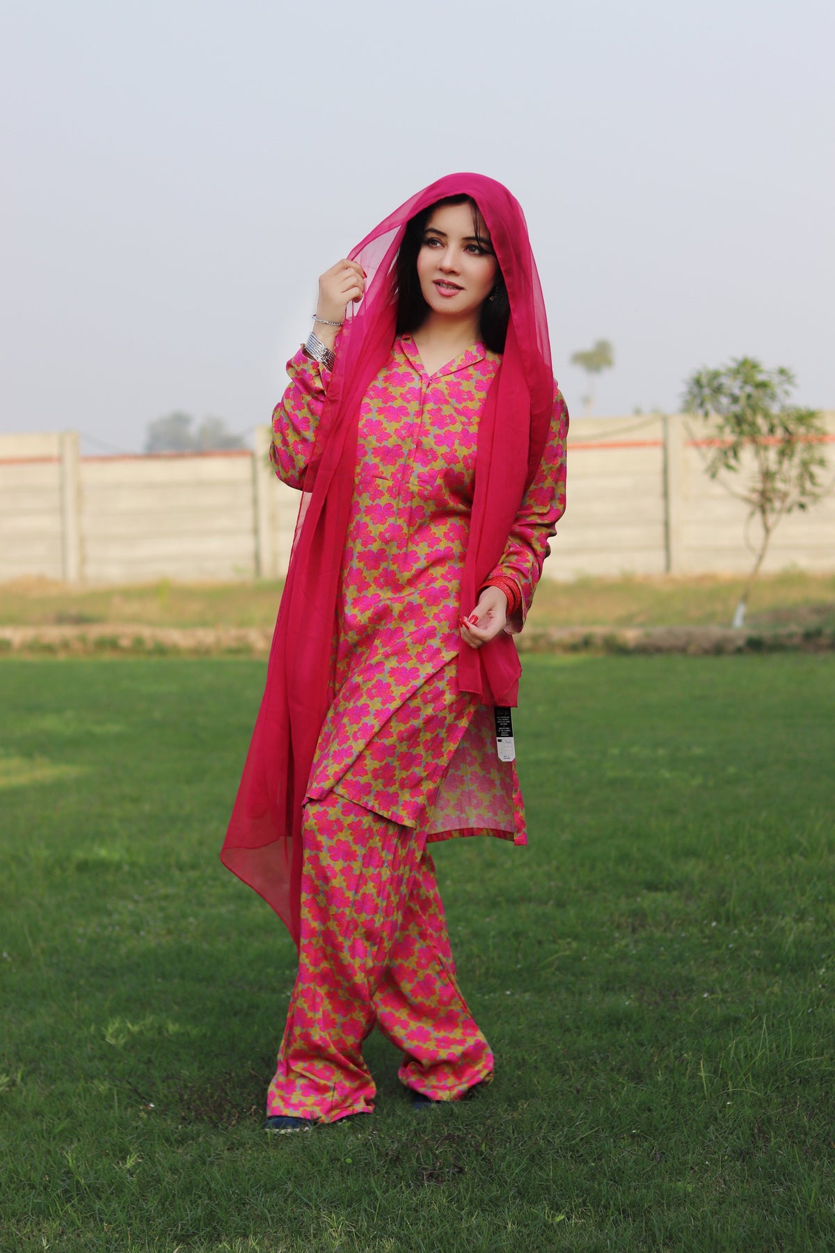 2 Pc Pink Flower