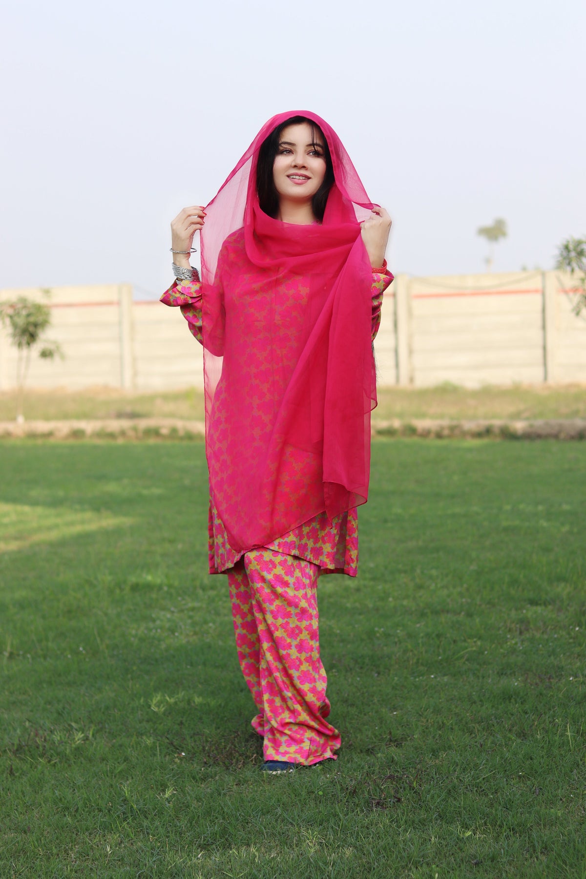 2 Pc Pink Flower