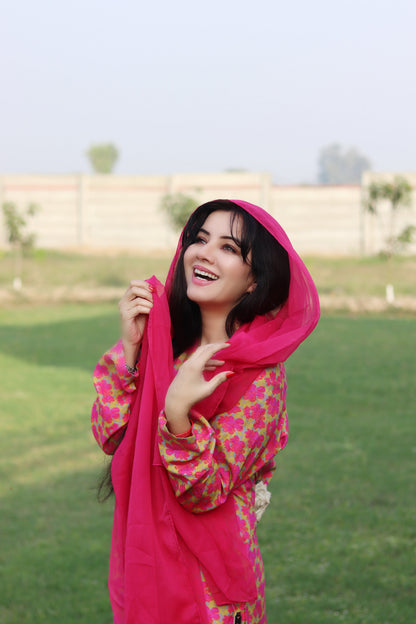 2 Pc Pink Flower