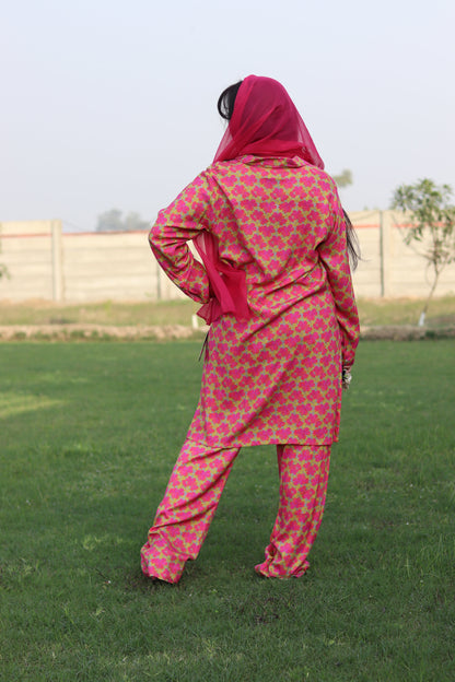 2 Pc Pink Flower