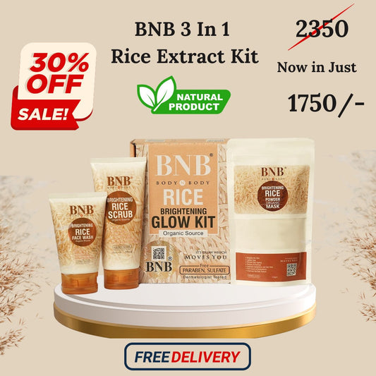 BNB 3 in 1 Rice Extract Kit (Face Wash + Scrub + Mask)