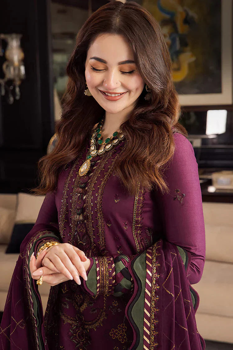 Asim Jofa Premium Dhanak 3pc Embroidered Suit With Embroidered Dupatta D-159