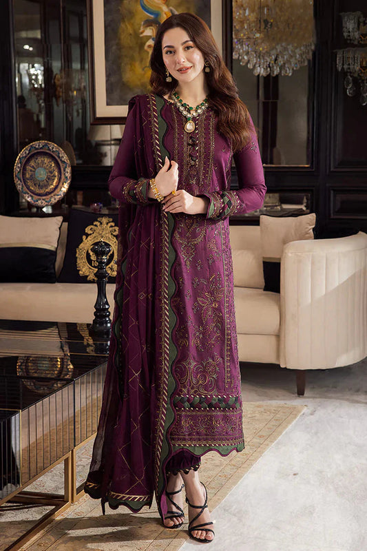 Asim Jofa Premium Dhanak 3pc Embroidered Suit With Embroidered Dupatta D-159