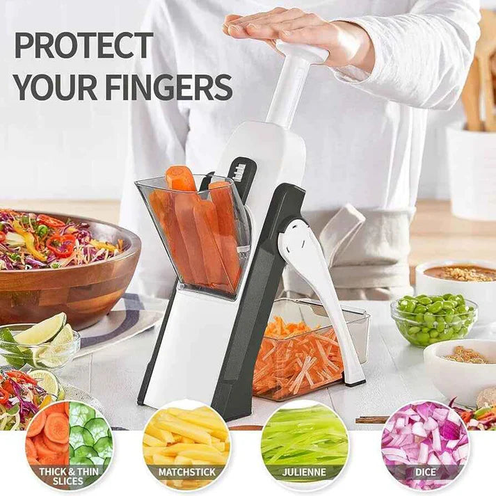 Safe Mandoline Vegetable Slicer – Multi Vegetable Chopper | 4-in-1 Vegetable Cutter for Slicing, Dicing & Julienne