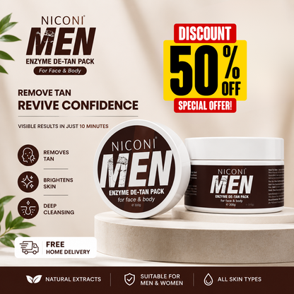 Niconi Men Enzyme De-Tan Pack – Tan Removal & Skin Brightening