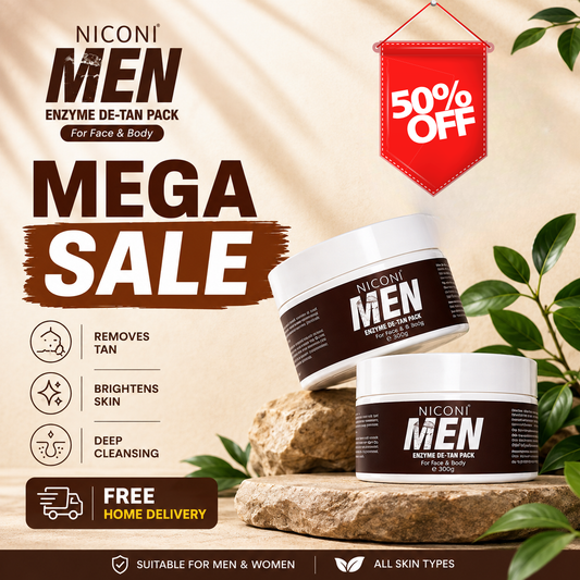 Niconi Men Enzyme De-Tan Pack – Tan Removal & Skin Brightening