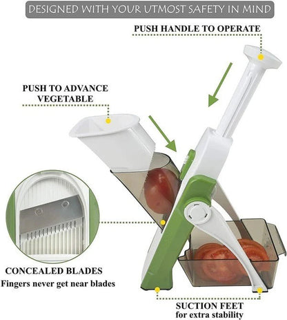 Safe Mandoline Vegetable Slicer – Multi Vegetable Chopper | 4-in-1 Vegetable Cutter for Slicing, Dicing & Julienne