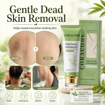 Coracode Triple Enzyme Exfoliating Gel with Green Tea – Buy 1 Get 1 Free | Gentle Exfoliation & Brightening
