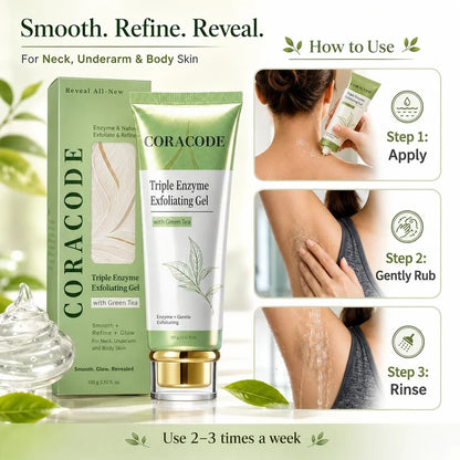 Coracode Triple Enzyme Exfoliating Gel with Green Tea – Buy 1 Get 1 Free | Gentle Exfoliation & Brightening