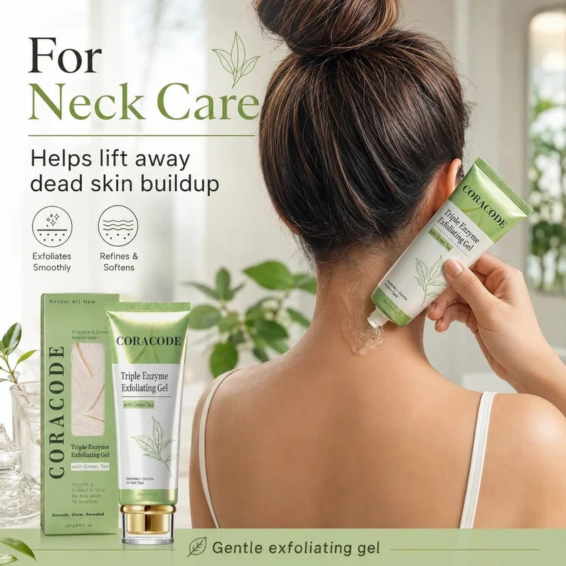Coracode Triple Enzyme Exfoliating Gel with Green Tea – Buy 1 Get 1 Free | Gentle Exfoliation & Brightening