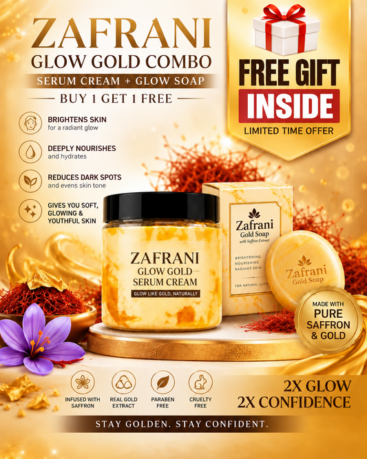 Zafrani Glow Gold Combo | Serum Cream + Glow Soap | Buy 1 Get 1 FREE