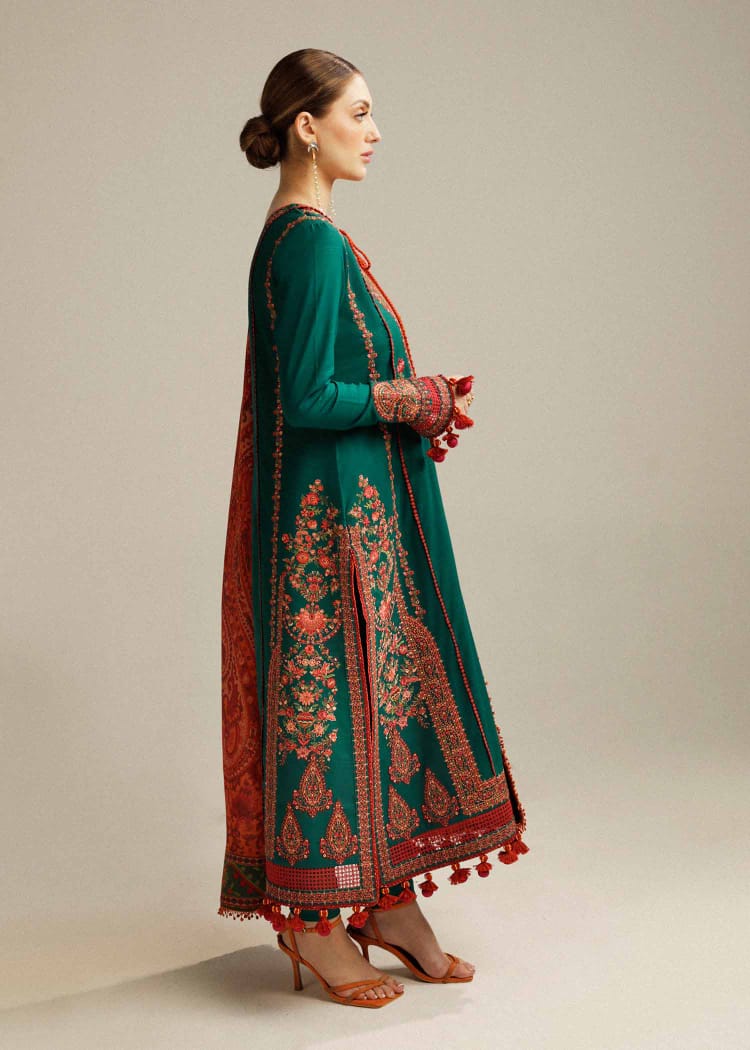 Hussain Rehar - 3PC- Heavy Embroidered Lawn Suit with Digital Printed Jacquard Dupatta - ABS 024